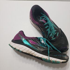 Brooks Ghost 9 Road‎ Womens 10 Black Purple Blue Running Shoes Lace Up Cushioned